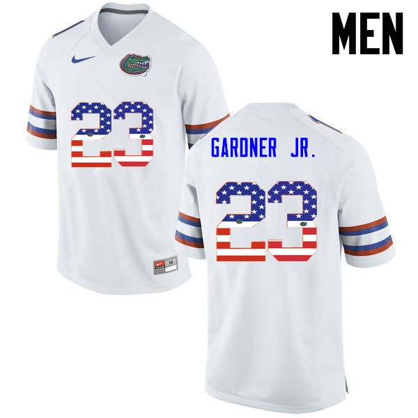 NCAA Florida Gators Chauncey Gardner Jr. Men's #23 USA Flag Fashion Nike White Stitched Authentic College Football Jersey FVH6364RI